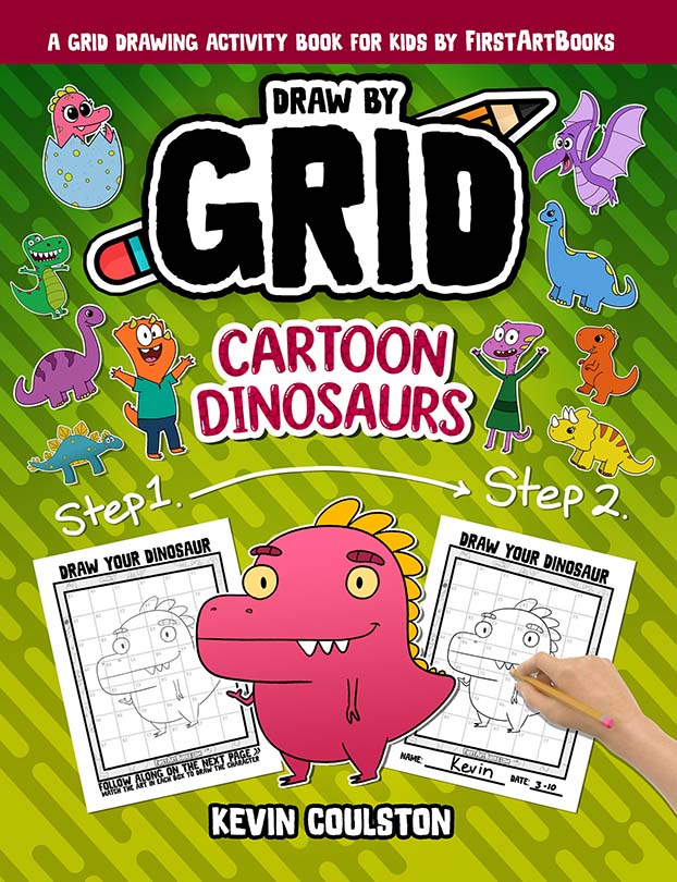 Cover of Draw by Grid: Cartoon Dinosaurs