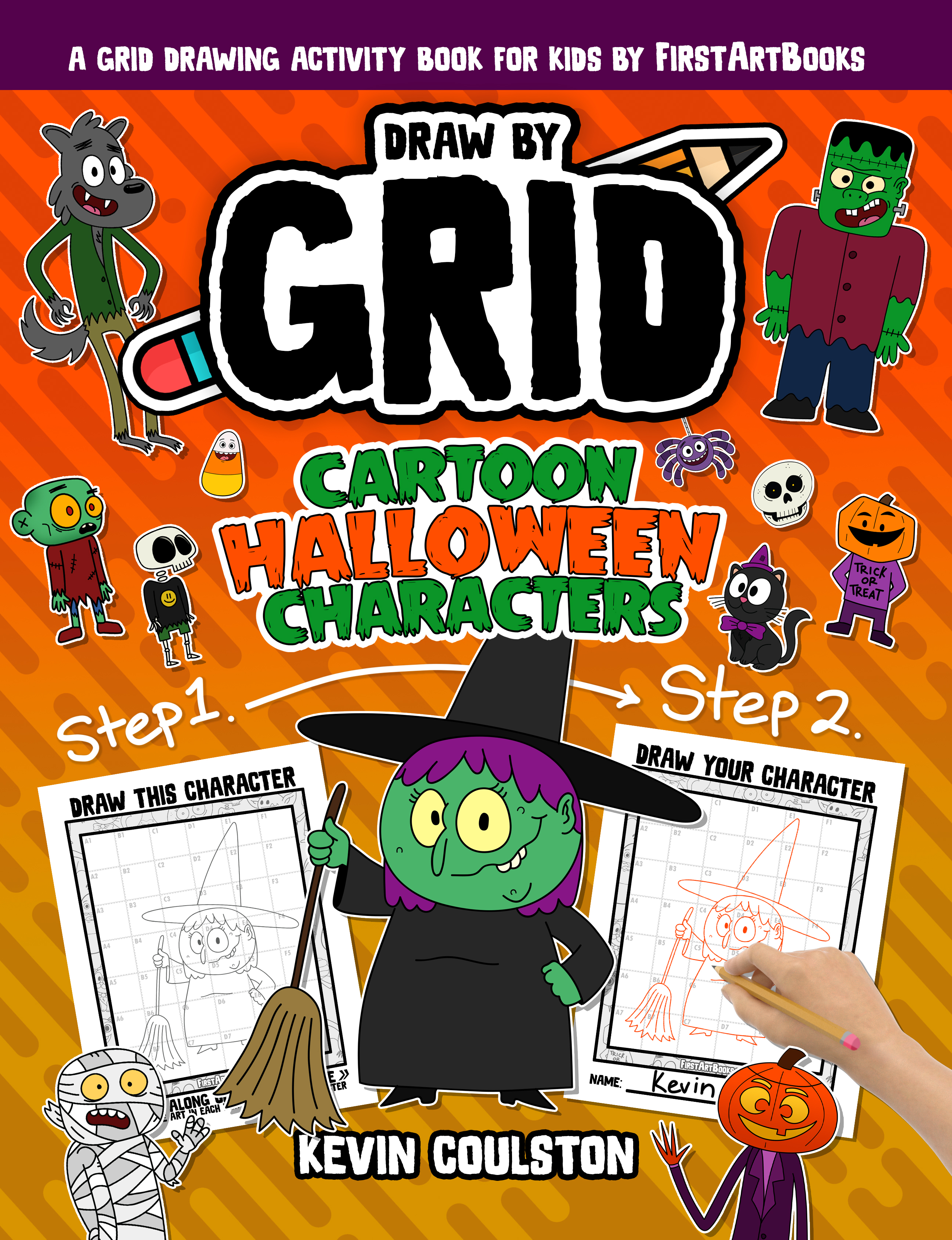 Cover of Draw by Grid: Cartoon Halloween Characters