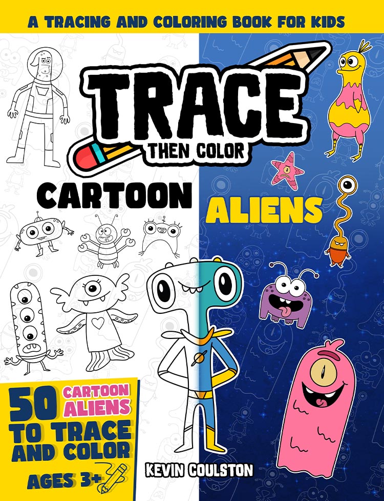 Cover of Trace Then Color: Cartoon Aliens