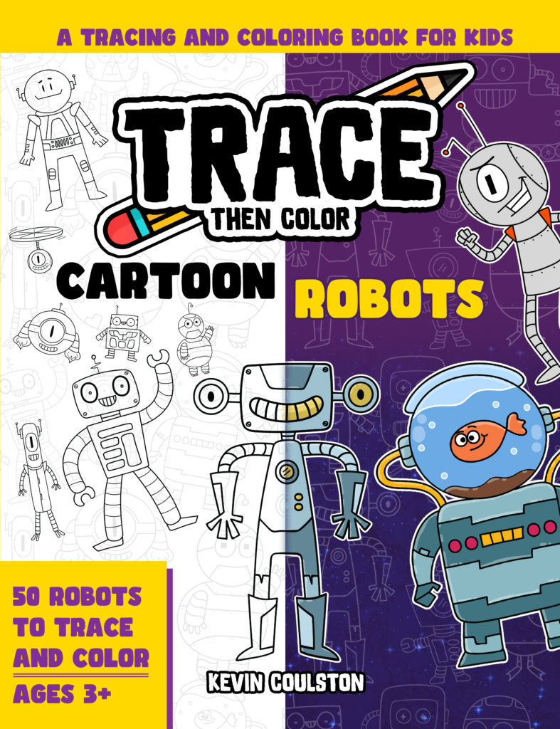 Cover of Trace Then Color: Cartoon Robots